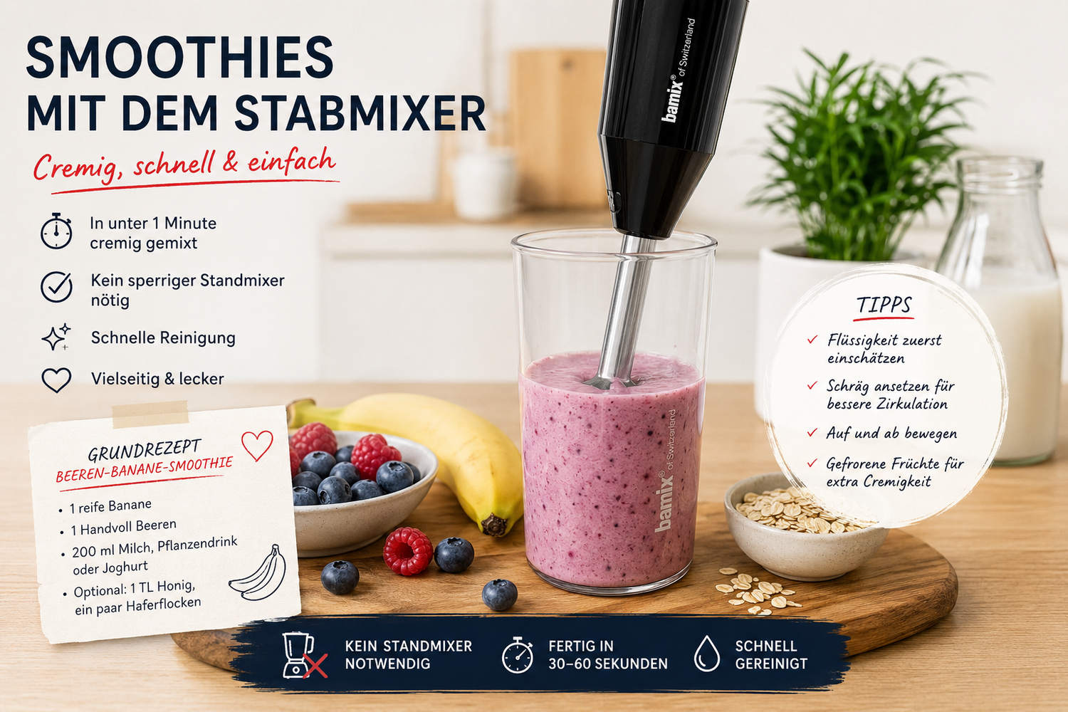 Smoothies mit dem Stabmixer: cremig, schnell & gesund